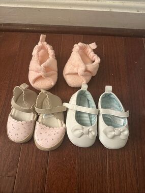 Carter's Baby Shoe Trio in Pink, White, and Tan